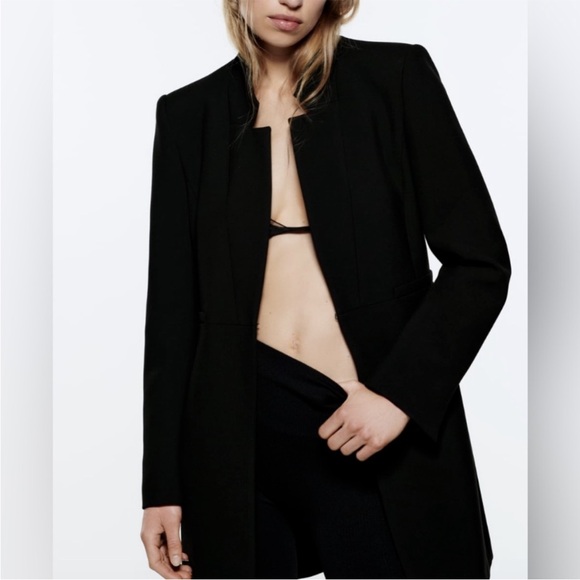 NWT Zara Inverted Lapel Frock Coat M - Picture 3 of 6